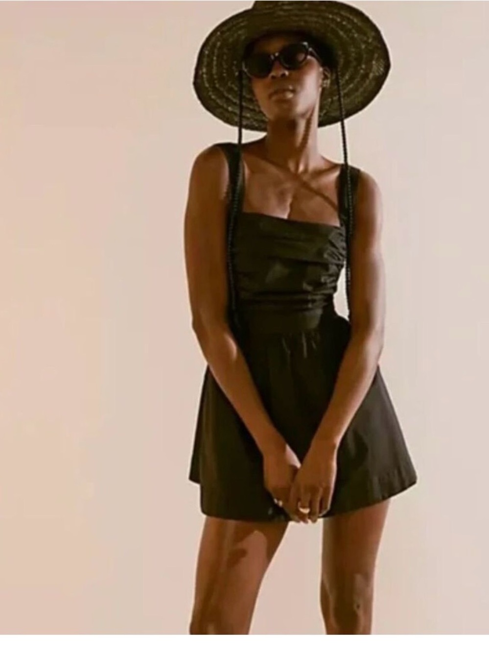 Free People Black Square-Neck Mini Dress